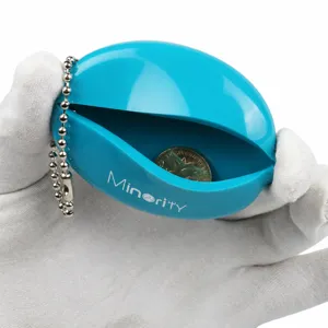 Portamonete ovale in silicone con catena, mini custodia portatile per il cambio di monete.