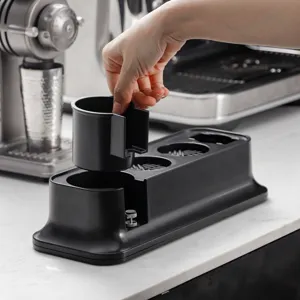 Black ABS coffee tamper station portafilter holder multi-functional organizer stand main view