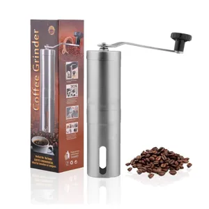 Macina caffè manuale in acciaio inossidabile con manovella per macinare chicchi freschi.