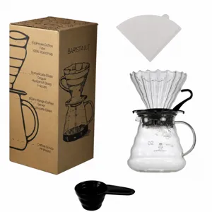Pour Over Kaffeezubereiter Set Mit Glas Tropfer Kaffekanne Papierfilter Und Löffel Barista Kaffee Set