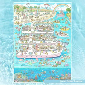Pegatina de paisaje estilo pixel DIY miniatura crucero vacaciones antiestrés juguete para adultos