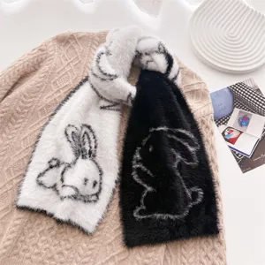 Cómoda bufanda de invierno de piel sintética suave con bonito diseño de conejo.