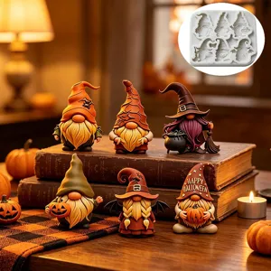 Halloween gnome silicone mold 6 cavities DIY dwarf candle resin soap baking mold crafting