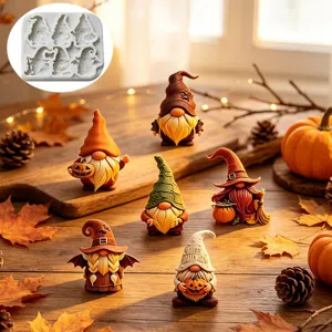 Halloween gnome silicone mold 6 cavity dwarf candle mold DIY craft home decor supply