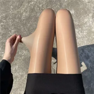 Collant lucidi sottili da donna, calze estive effetto olio luminose e riflettenti sexy.