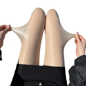 Donne collant lucidi effetto olio trasparenti elastici estate sottile sexy calze antistrappo
