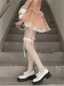 Ιαπωνικές κάλτσες Lolita λευκή δαντέλα φιόγκος καλοκαίρι εξαιρετικά λεπτές γλυκές κάλτσες κοριτσιού