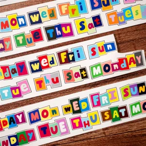 Aesthetic ransom style weekly deco washi tape set, colorful journal sticky stickers.