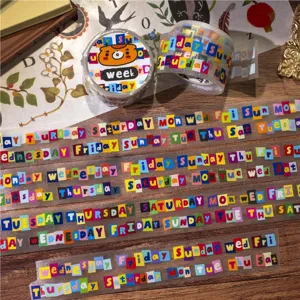 Original English Lettering Deco Text Weekly Daily Strip Die-cut Washi Tape Journal Stationery Decorative Tape