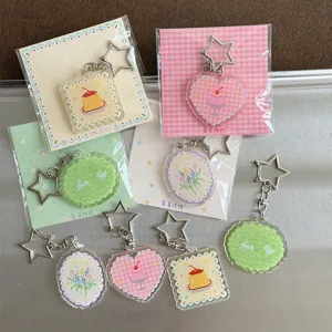 Cute pixel style acrylic keychain cute cartoon pendant for planner diary bag charm decoration
