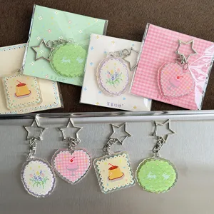 Cute Pixel Style Acrylic Journal Pendant Star Metal Clip Cartoon Bag Charm Aesthetic Stationery Accessory