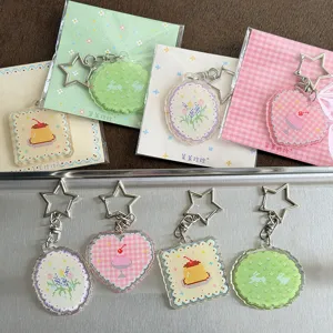 Cute pixel art acrylic keychain with star clasp, perfect for journaling and bag decoration.