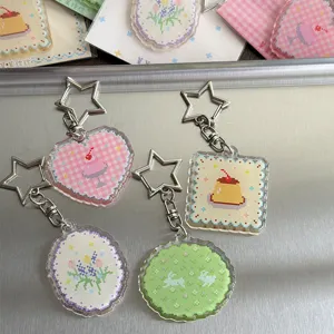 Cute acrylic pixel art keychain detail, perfect decorative pendant for journal and bag.