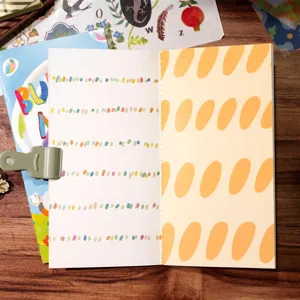 Creative TN notebook inner pages with colorful dots and yellow patterns for journaling.