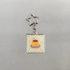 Pixel caramel pudding acrylic keychain cute planner charm accessory for journal daily use