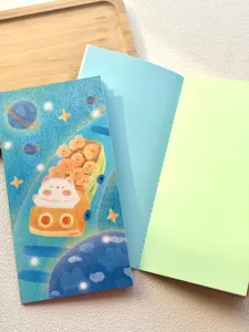 Cute cat illustration notebook, creative diary planner, blank inner pages stationery journal.