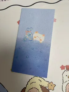 Cute stationery separator page detail, premium sulfuric acid paper with adorable bear illustration.