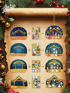Kids Christmas Nativity DIY 3D Puffy Sticker Set Manger Story Hanging Ornament Craft Kit