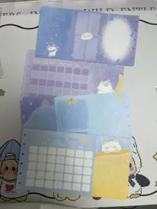 Loose-leaf planner insert set, cute cartoon memo pads and monthly plan pages for journal.