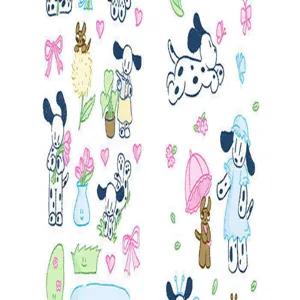Cute puppy PET tape detail design featuring spring flowers and adorable cartoon dog illustrations for journaling.