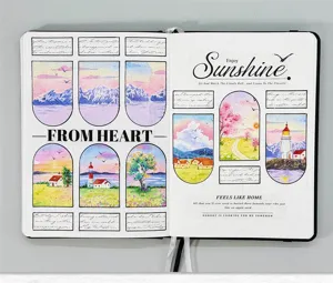 Decorative washi tape set featuring scenic landscapes and inspiring quotes for journaling.