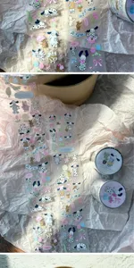 Cute Dalmatian PET washi tape set, double clear matte special oil journal stickers for DIY crafts.