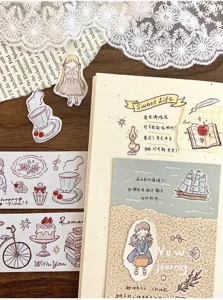 Vintage Washi Tape Sticker Set Gold Stamping Journaling Supplies Aesthetic Diary Deco