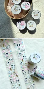 Cute Dalmatian PET masking tape, double transparent matte decorative tape for bullet journal DIY.