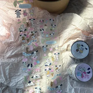 Original Cute Dalmatian Dog PET Tape Double Transparent Matte Journal Decorative Tape Stationery Scrapbook Sticker
