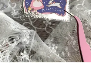 Vintage stamp sticker decorative stationery gold foil cute rabbit design craft detail view