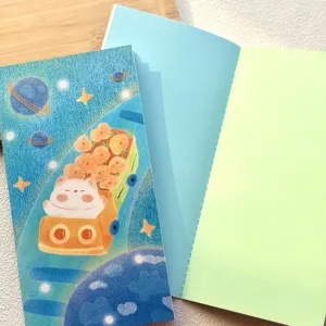 Cute cat space theme TN traveler notebook aesthetic journal stationery for daily writing.