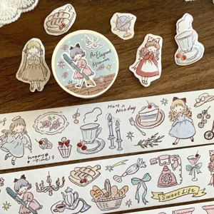 Aesthetic Washi Tape Vintage Stamp Stickers Set Scrapbook Decorative Adhesive Tape Sticky Notes Stationery Supply