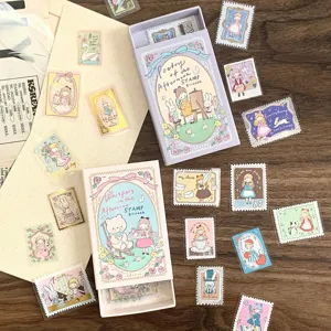 Cute stamp stickers set aesthetic stationery decorative stickers for journaling and craft.