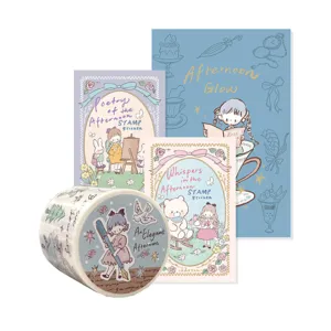 Zhuodawang vintage afternoon series washi tape and stamp stickers set for journaling crafts.
