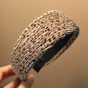 Serre-tête large plissé à motif léopard style coréen accessoire de cheveux mignon mode