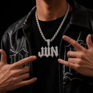 Heren hip hop iced out letter hanger ketting zirkonia gotische initialen sieraden