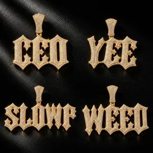 Hiphop ijskoude letter hanger gotische stijl zirkonia gouden ketting voor heren mode sieraden