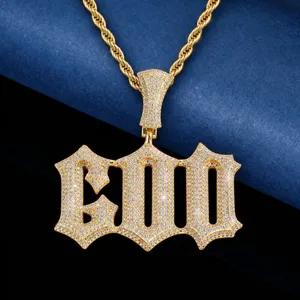 Gotische Letter Hanger Halsketting Koper Zirconia Iced Out Hip Hop DIY Naam Halsketting Voor Mannen Streetwear Sieraden Cadeau