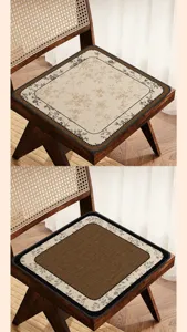 Mid-century retro faux linen dining chair cushion breathable non-slip seat pad for home office