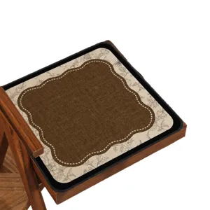 Vintage linen texture chair cushion non-slip retro seat pad for dining room chair