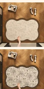 Vintage French style diatomaceous earth bath mat quick drying absorbent floor rug for home bathroom