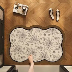 Retro French style diatomaceous earth bath mat absorbent non-slip floor mat for bathroom