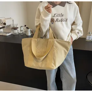 Grosse Kapazitat Segeltuch Tote Bag fur Damen, stilvolle Freizeit Umhangetasche Reisetasche.