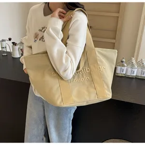Grosse Kapazitaet Leinen Handtasche fuer Damen, stylische casual Schultertasche Tasche.