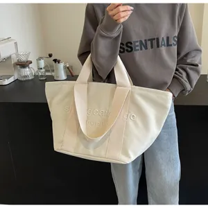 Grosse Kapazitat Segeltuch Tasche fur Damen, stilvolle bestickte Schultertasche fur Arbeit.