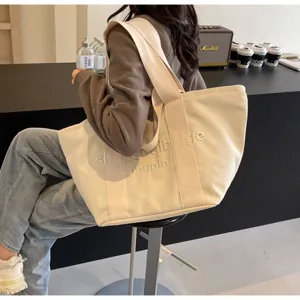 Große Canvas Tragetasche für Damen, stilvolle lässige Umhängetasche und Reisehandtasche.