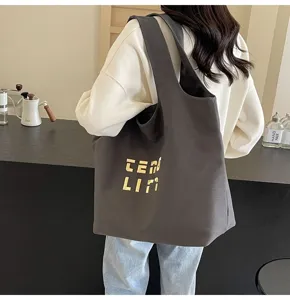 Grosse Kapazitaet Segeltuch Umhaengetasche Casual Shopper Tasche Bestickte Handtasche