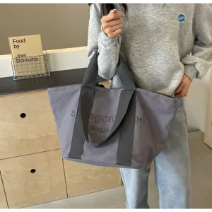Grosse Kapazitaet Buchstaben bestickte Segeltuch Tasche modische Casual Schulter Handtasche