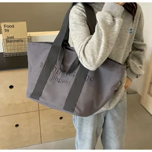 Große bestickte Canvas Tote Tasche, stilvolle Pendler Umhängetasche für Reisen Handtasche.