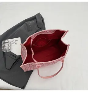 Pink canvas tote bag wedding bridesmaid gift bag large capacity shoulder bag for women